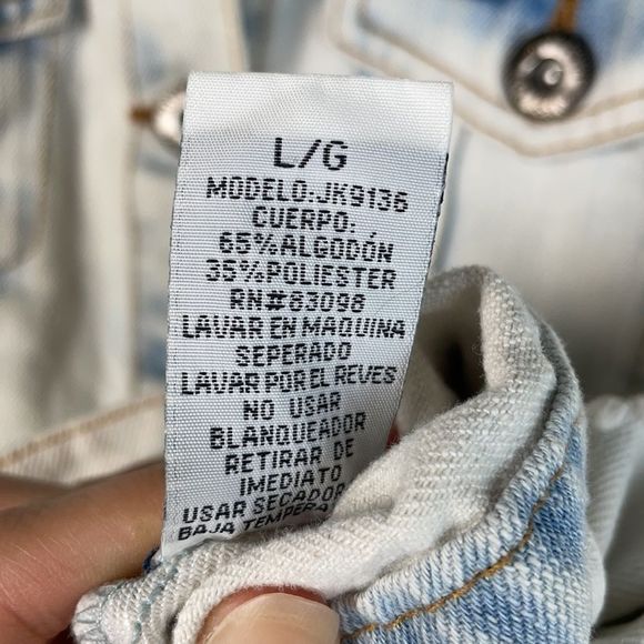 Miss Posh Button Front Light Wash Jean Jacket - Picture 6 of 7